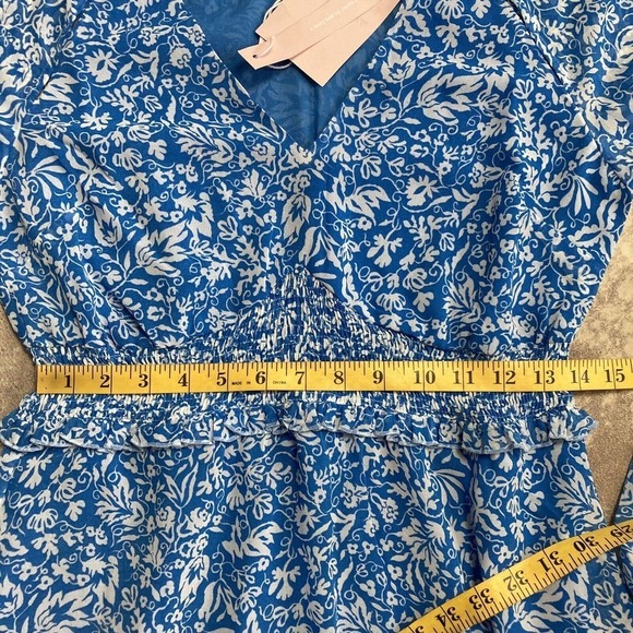 AVEC LES FILLES Tiered Floral Maxi Long Dress Daphne Blue Womens Size 4‎ … - Picture 5 of 13